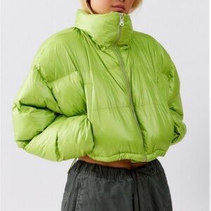 Urban Outfitters Bright Green Puffer Jacket